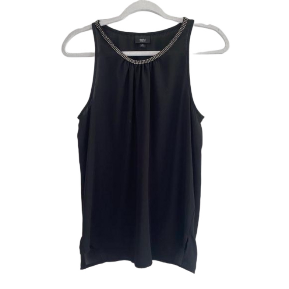 MOSSIMO dressy black tank blouse with diamond jeweled neckline women’s size S
